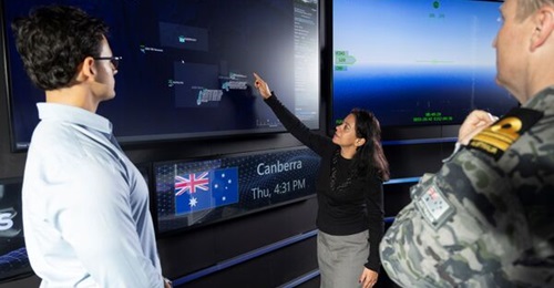 Lockheed Martin Australia engineers conduct undersea combat system integration simulation activity in the Endeavour Centre, Lockheed Martin Australia House, Canberra.