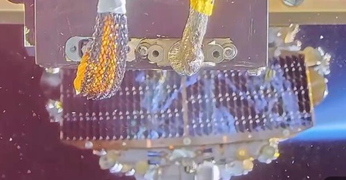 Screengrab from Bureau 1440  video posted on 24 March 2026 purporting to show satellites separating from spacecraft.