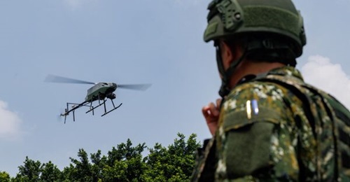 A Taiwan-built AVIX AHX-230RS UAV flies during a combat-readiness training drill in Changhua County during Exercise 'Han Kuang 42', which concluded on 14 August.