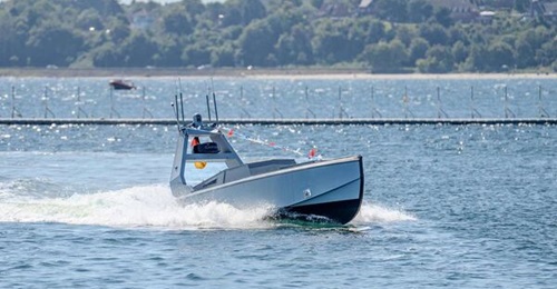 A Bundeswehr Seetaube USV, seen at a christening ceremony in August 2026, before testing and planned entry into service.