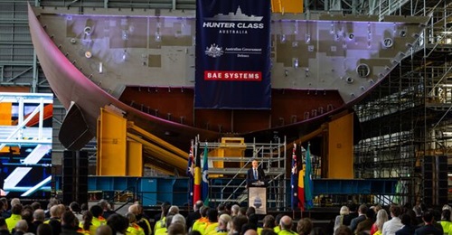 The keel-laying ceremony for the first Hunter-class frigate at Osborne Naval Shipyard on 24 August 2026.