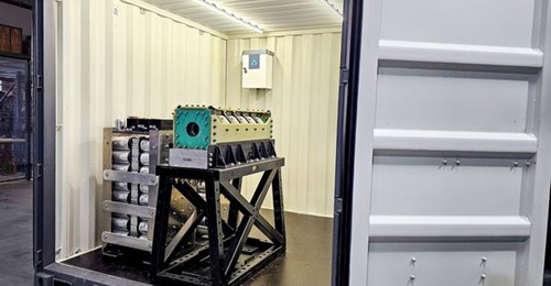 Auriga Space Hermes is electromagnetic launcher prototype inside a 10 ft shipping container.