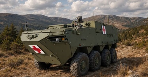 The AMEV is developed jointly by DAPA and Hyundai Rotem for frontline casualty treatment and protected evacuation operations.