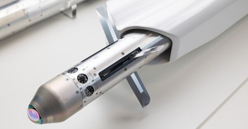 A Thales 70 mm LGR incorporating a semi-active laser seeker and control canards for precision engagement of point targets.