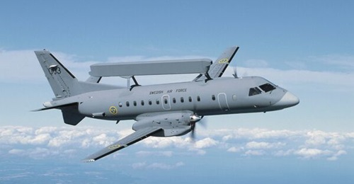 Seen in its former Swedish Air Force role, the Saab ASC 890 is now being flown operationally by Ukraine.