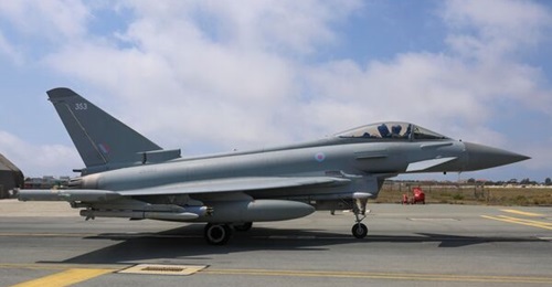 A Eurofighter Typhoon taxis to the runway at RAF Akrotiri. The 'Golf' dispersal area typically used by fast jets at the base will now receive reinforced concrete blast protection by the end of 2027.