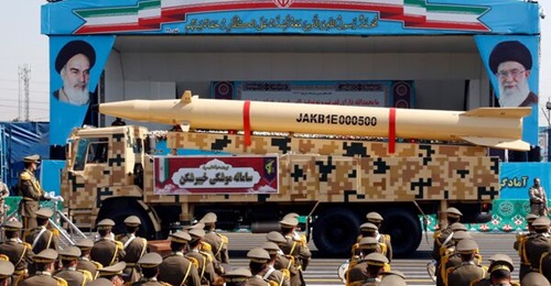 A Kheibar Shekan in the parade held in Tehran on 22 September 2022.