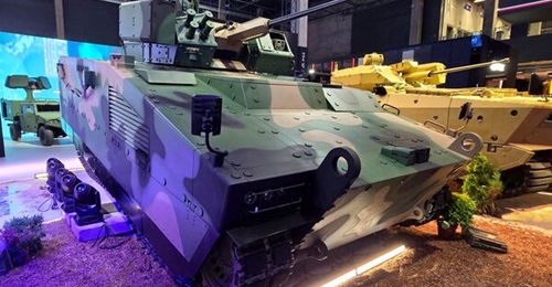 A technology demonstrator of PGZ and HSW's Heavy IFV (HIFV), unveiled at MSPO 2026.