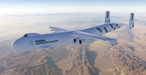 A computer generated image of a WindRunner in flight
