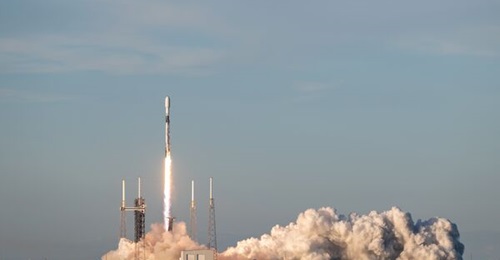 A Space X Falcon 9 rocket launches from Space Launch Complex 40 at Cape Canaveral Space Force Station, Florida, Feb. 14, 2024.