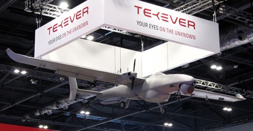 The Tekever AR5 UAS showcased at the DSEI 2025 defence exhibition in London.