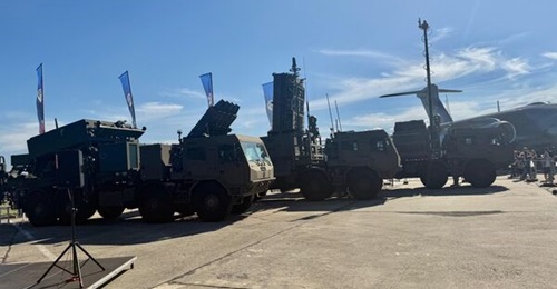 The SPYDER air defence system components displayed at Leoš Janácek Airport.