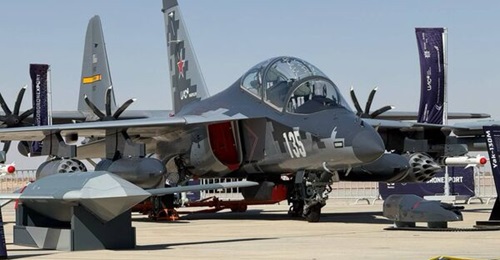 A Yak-130M from Russia's UAC displayed at the El Alamein Airshow 2026.