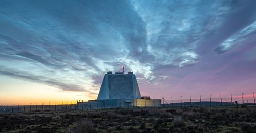 The UK's AN/FPS-132 phased array space surveillance and ballistic missile defence radar at RAF Fylingdales. It operates from 420-450 MHz with a 22.1 m antenna diameter and 600 kW peak transmit power.