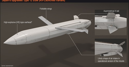 This rendering depicts the external design of Japan's upgraded Type 12 (Air-Launched Variant) missile, which is under development by ATLA and Mitsubishi Heavy Industries (MHI).