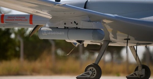 A Bayraktar TB2 UAV seen fitted with an Aselsan Antidot 2-U/ES 100 electronic support measures (ESM) pod, in a photo released with an Aselsan announcement of trials of the system on 18 September 2026.