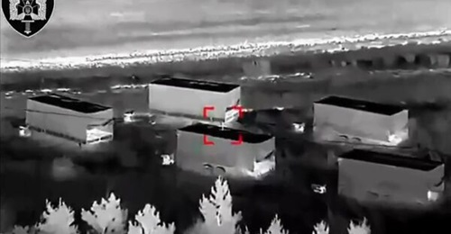 A image from Ukraine's 422nd Separate Unmanned Systems Regiment video purportedly showing the destruction of a Russian Volna Kupol Garant EW system, posted on social media on 15 June 2026.
