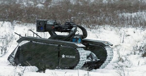 Milrem THeMIS UGV at the Tapa training range in Estonia.
