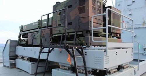 A naval version of Diehl Defence's IRIS-T SLM anti-aircraft missile system, trial fired from the German Navy F125 frigate Baden-Württemberg in October 2025.