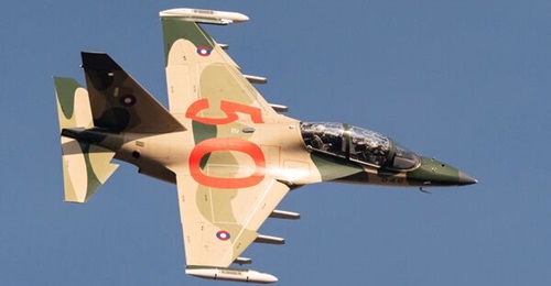 A Lao People's Liberation Army Air Force Yak-130UTS advanced jet trainer. China and Laos have established a joint aviation academy at Ban Keun Airport that could support the development of a more structured domestic pilot-training system.