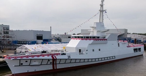 Singapore's first Sentinal-class offshore patrol vessel, seen here at its launch ceremony.