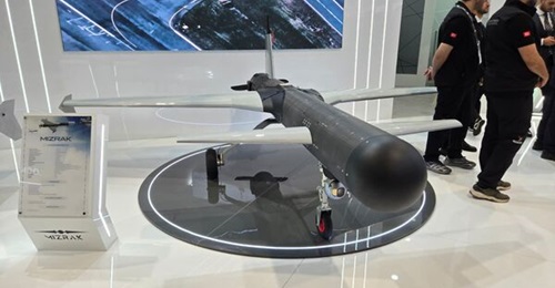 The Mizrak displayed on the Baykar stand at ADEX.