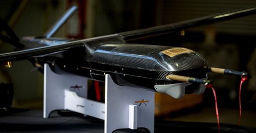 An OWL-B loitering munition on display at Fairbairn, Canberra. Innovaero and Shield AI are collaborating to integrate the Hivemind autonomy software into the OWL family of loitering munitions.