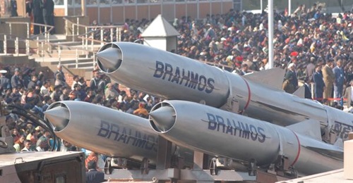 A BrahMos mobile launcher takes part in a military parade in New Delhi. India has ordered additional BrahMos fire-control systems and launchers for Indian Navy warships.