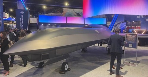 The nose of Lockheed Martin's Vectis unmanned combat aircraft shown at the Air, Space, and Cyber Conference in September 2026.