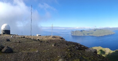 The site with radome for the Faroe Islands' existing Thales RSM 970 radar, at 750 m above sea level, at Sornfelli on the island of Streymoy.
