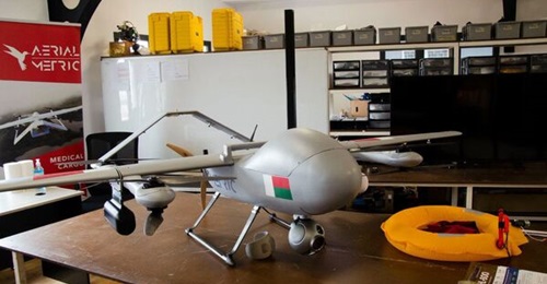 A UAV displayed at the AerialMetric facility that appears to be the first handed over by France.