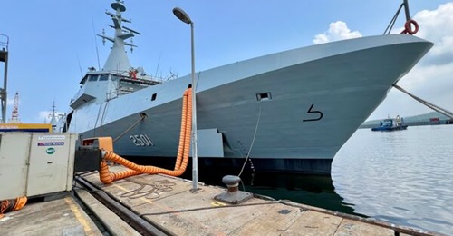 The first Maharaja Lela-class LCS, seen here at Lumut in October 2026.