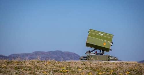 An ISS Aerospace HAL10 Hybrid Air-Systems Launcher, which can launch up to 10 interceptor UAVs or other effects against Class 1 UAVs up to 150 kg, seen at Norway's Ørland Air Station on 17 April 2026.