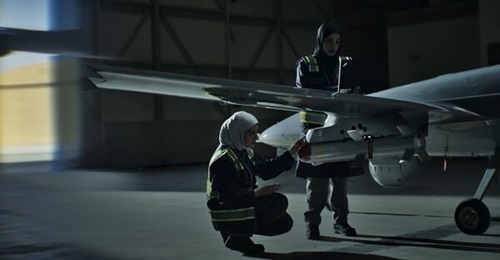 A still from a video released by Edge shows a Desert Sting 16 guided bomb on a Bayraktar TB2.