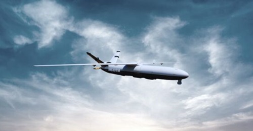 An artistic impression of Ideal Aerosmith's Troublemaker long-range, attritable UAV