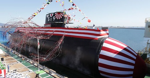 Japan's seventh Taigei-class submarine, seen here at its launch ceremony.