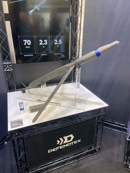 Defendtex's latest variant of its Night Wraith loitering munition, unveiled at the Land Forces exhibition in Perth, Australia, in October 2026.
