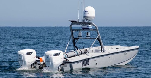 A MARTAC Devil Ray T24 unmanned surface vehicle during a NATO demonstration in 2023.