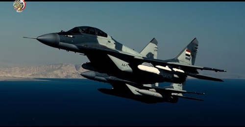 A still from the video released on 14 October shows an Egyptian MiG-29M2 carrying a Kh-35UE.