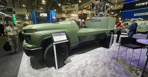 GM Defense displayed its unmanned ground vehicle concept with a directed energy weapon at the Association of the United States Army's annual conference.