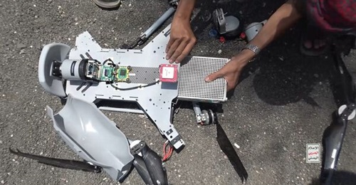 A still from the video released on 21 October shows a Houthi fighter inserting the battery pack into the remnants of an STM Kargu loitering munition that still has its warhead fitted.