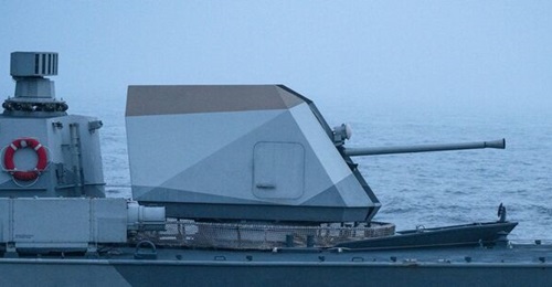 57 mm Mark 3 Bofors naval gun on an unidentified ship. Image taken from BAE Systems' resource space on 21 October 2026.