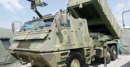 An ASTROS II MK-6 rocket launching system