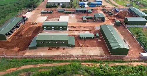 A still from Ugandan television news coverage shows the Russian-donated Military Mechanised Major Repair Facility at Magamaga.