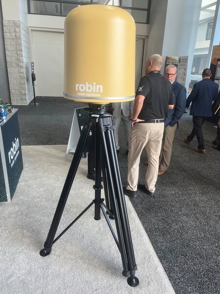 Robin Radar Systems' Iris 3D drone radar on display at the AUSA conference in October 2026
