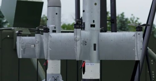 Still from TAF Industries video published on 7 June 2026 depicting its Octopus-100 interceptor UAV with an autonomous terminal guidance system.