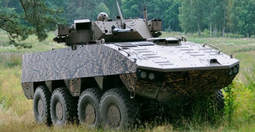 A Patria AMV XP 8×8 armoured vehicle. Japan selected the type in 2022 to replace the Japan Ground Self-Defense Force's Type 96 armoured personnel carriers.
