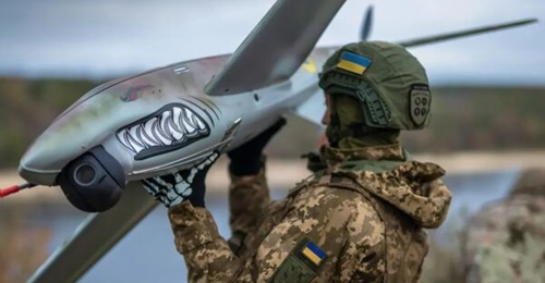 A Ukrainian soldier prepares a Shark reconnaissance UAV, in a photo on a 14 March 2026 Ukrainian MoD press release.