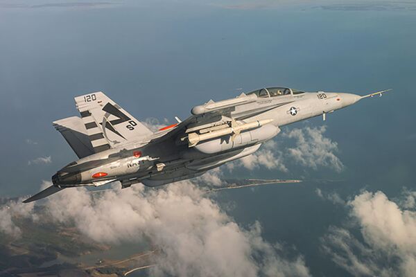 The NGJ0MB seen during flight trials aboard an EA-18G Growler. (Raytheon)