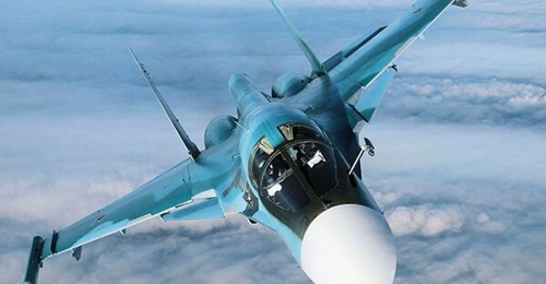 The VKS order of battle includes a wide range of aircraft, such as the Su-34 'Fullback', which has been observed operating over Ukraine (file photo).
